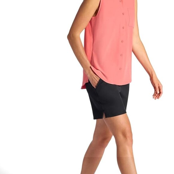 Gaiam Womens On The Move Woven Tank Top, Standard Fit, Stretch Lightweight Coral - Picture 3 of 5